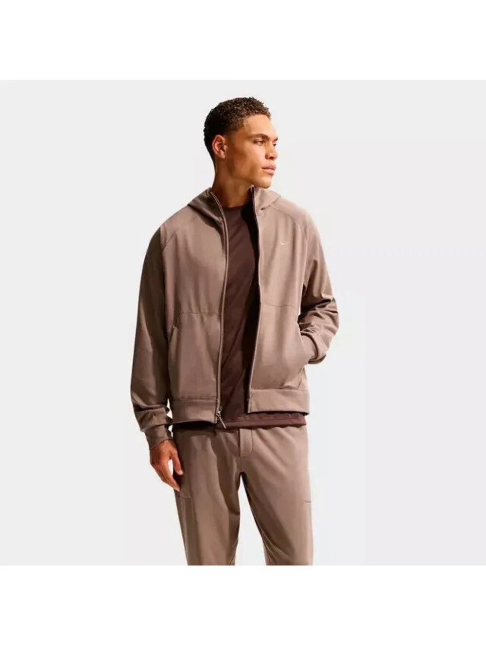 Nike Dri-Fit Primary UV Zip Hoodie Men's Size 2XLT NanoKnit Mink Brown $100 NWT